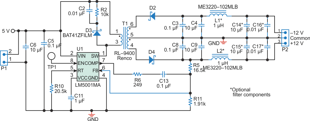 Create +/-12V Split Rail From A 5V Bias