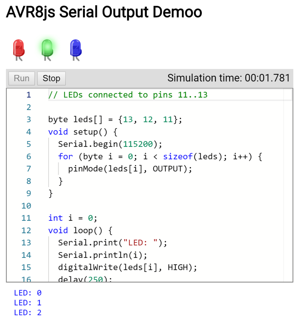 AVR8js Serial Output Demo