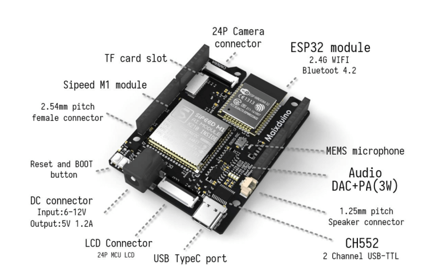 Maixduino AI Development Board K210 RISC-V AI+lOT ESP32