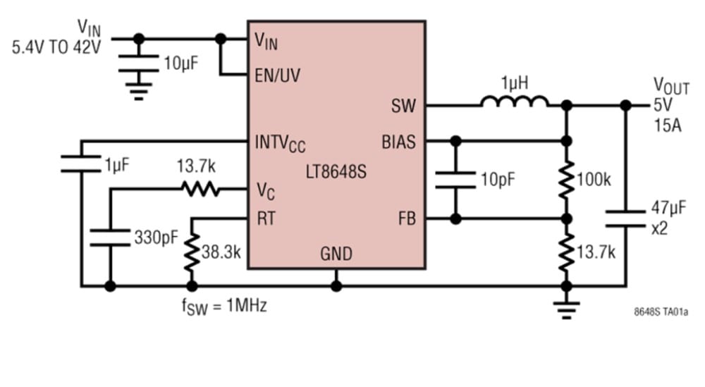 42V, 15A Synchronous Step-Down DC-DC Regulator