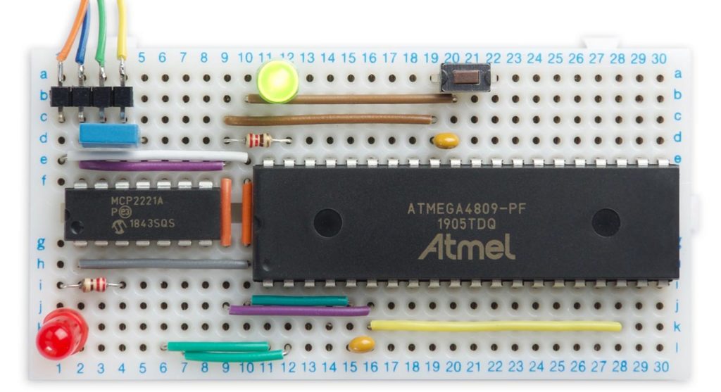 Minimal ATmega4809 on a Breadboard