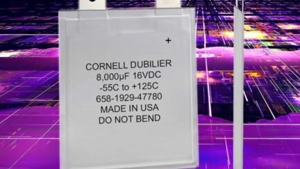 1mm-Thin Polymer Aluminum Electrolytics Provides High Ripple Current and Capacitance