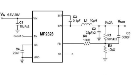 High-Efficiency, 28V, 2A, 430kHz, Synchronous Step-Down DC-DC in SOT583