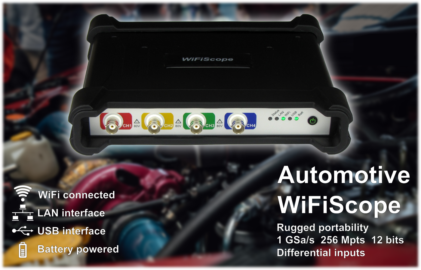 TiePie engineering Automotive WiFiScopes ATS610004DW-XMSG, ATS605004DW-XMS and ATS5004DW