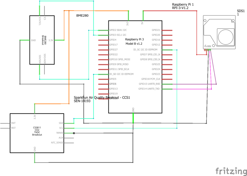 Indoor Air Quality Monitoring System Circuit Diagram