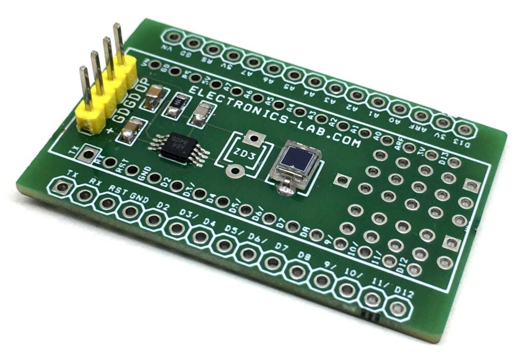 Photodiode Amplifier for Visible Light Using OPA381 Arduino Nano