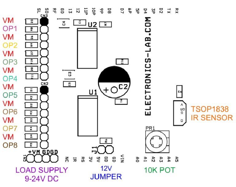 8 Channel Inductive Load Driver Arduino Shield