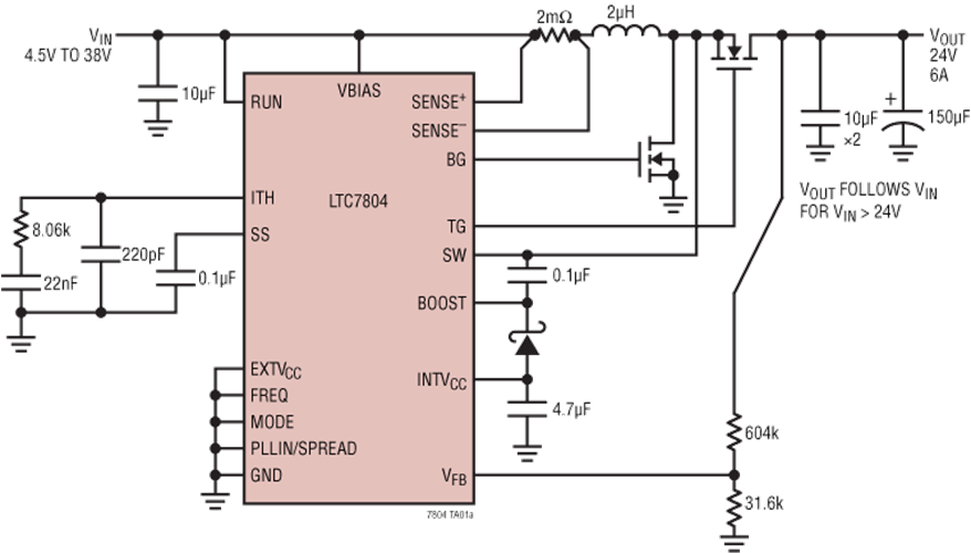 LTC7804 40 V 3 MHz Boost Controller with Spectrum Frequency