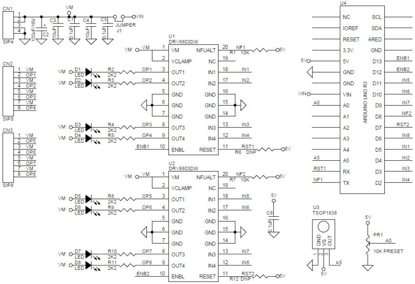 8 Channel Inductive Load Driver Arduino Shield - Electronics-Lab.com