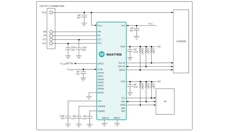 instinkt Effektiv Skur Maxim MAX77958 standalone USB Type-C and USB power delivery controller -  Electronics-Lab.com