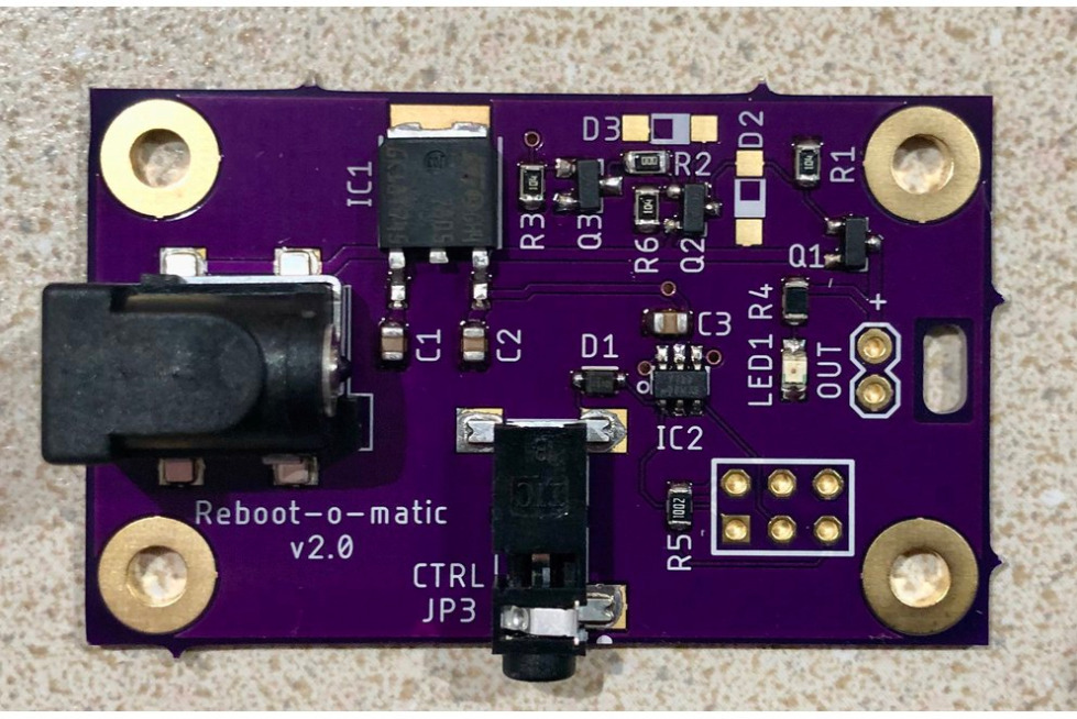 Reboot-o-matic is an  Automatic power-cycling microcontroller and a DC power interrupting watchdog