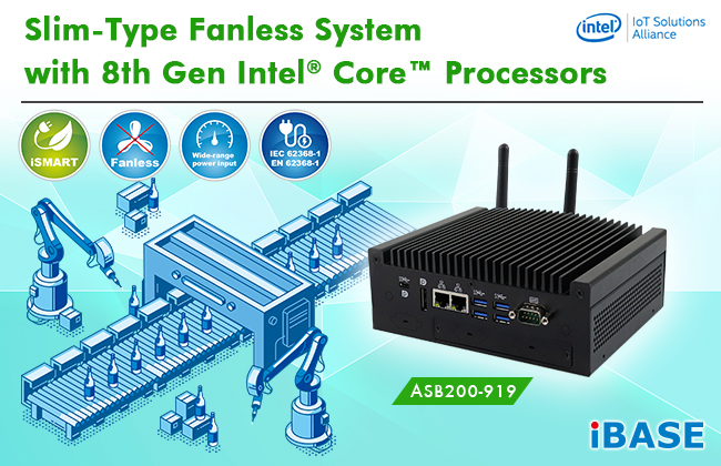 IBASE Rolls Out Slim-Type Fanless System with 8th Gen Intel® Core™ Processors