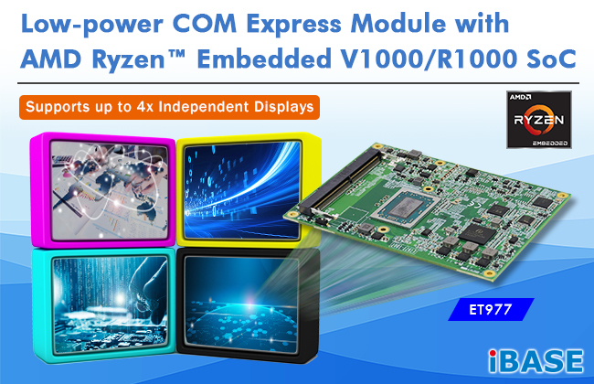 Low-power COM Express Module with AMD Ryzen™ Embedded V1000/R1000 SoC