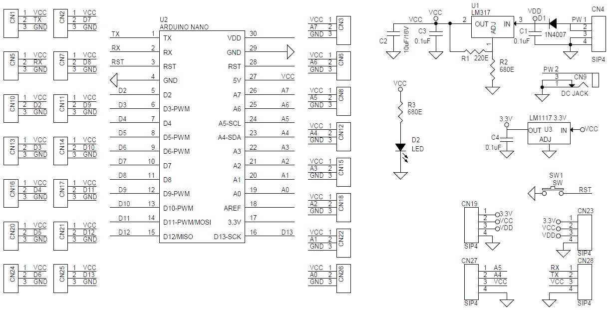 arduino nano pinout i2c