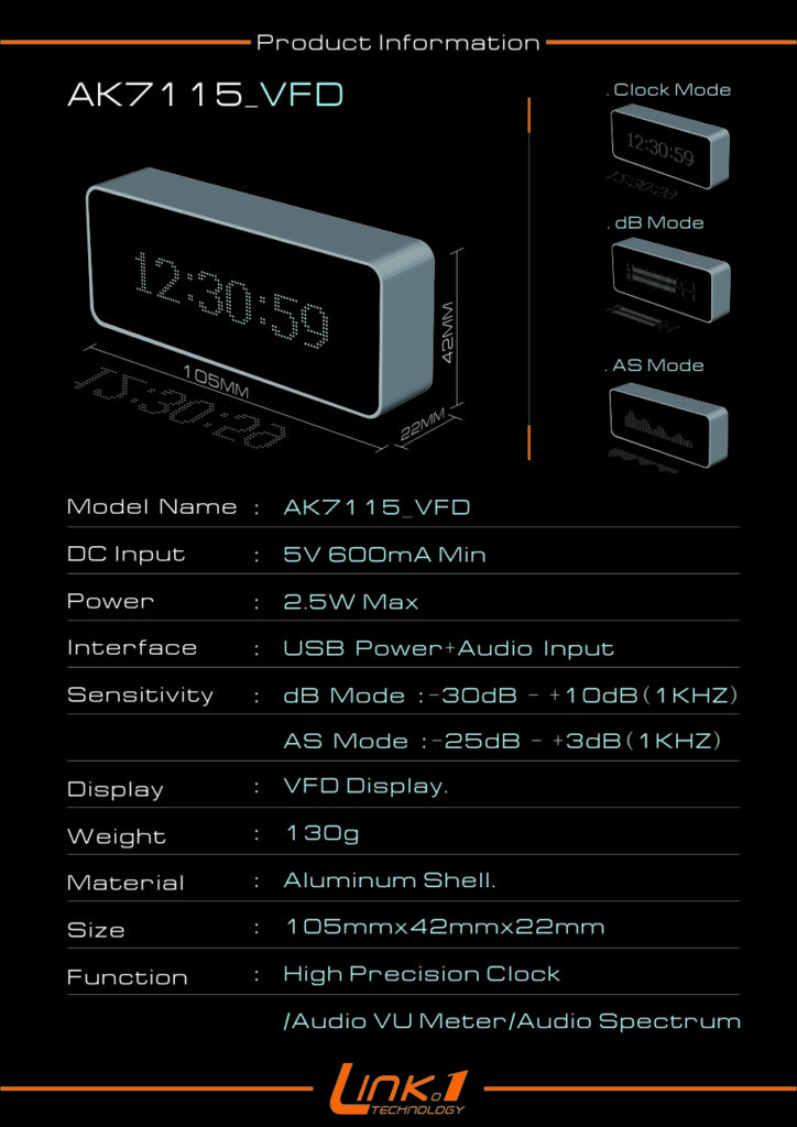 Audio Spectrum Indicator and Digital Clock with Remote Control