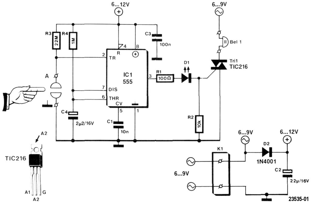 Elektor Circuit: Touch Doorbell with 555