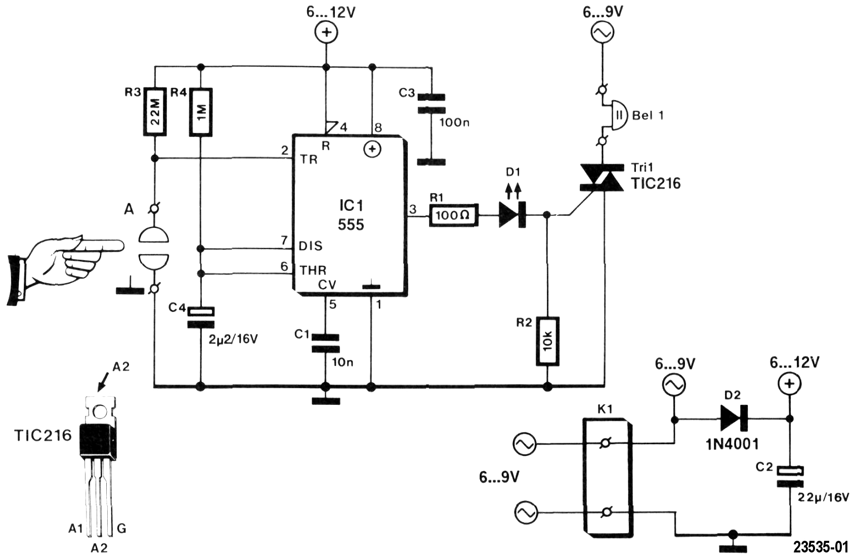 Elektor Circuit: Touch Doorbell with 555