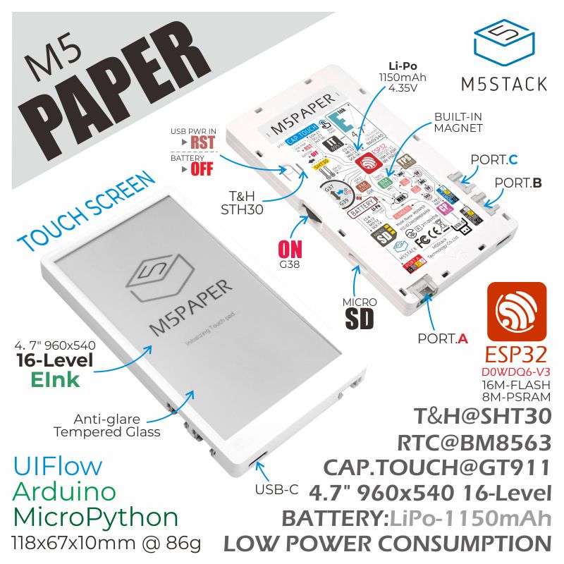 M5Paper – Touch Enabled e-ink Device to Bring Your IoT Projects to Life