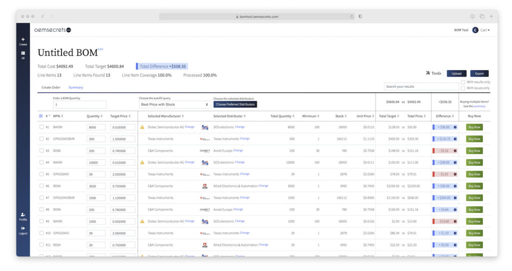 OEMsecrets.com BOM Tool is now Live OEMsecrets.com BOM Tool is now Live