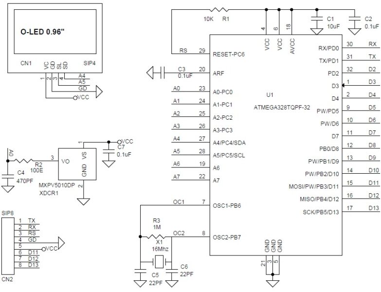 Digital Pressure Gauge 0 to 10kPa (0 to 1.75 psi) with OLED display