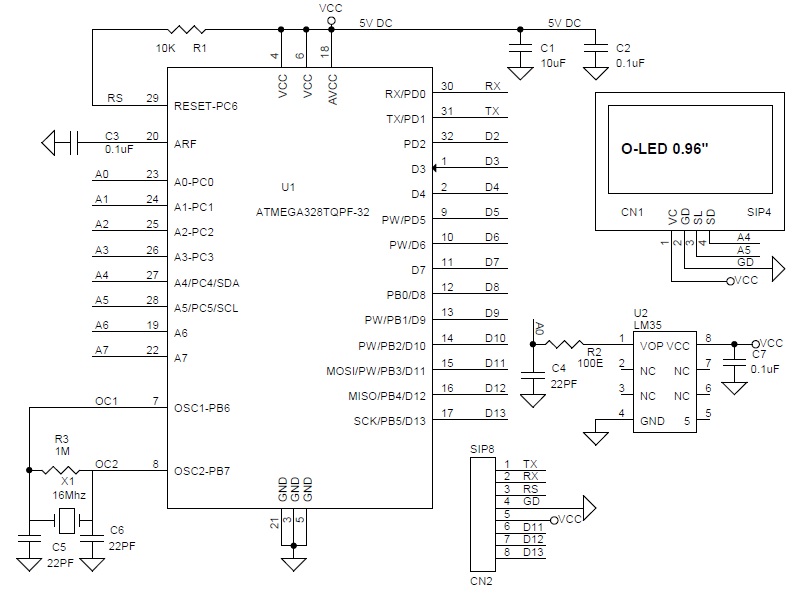 ThermoDuino – OLED Display Thermometer and Tiny Arduino Board