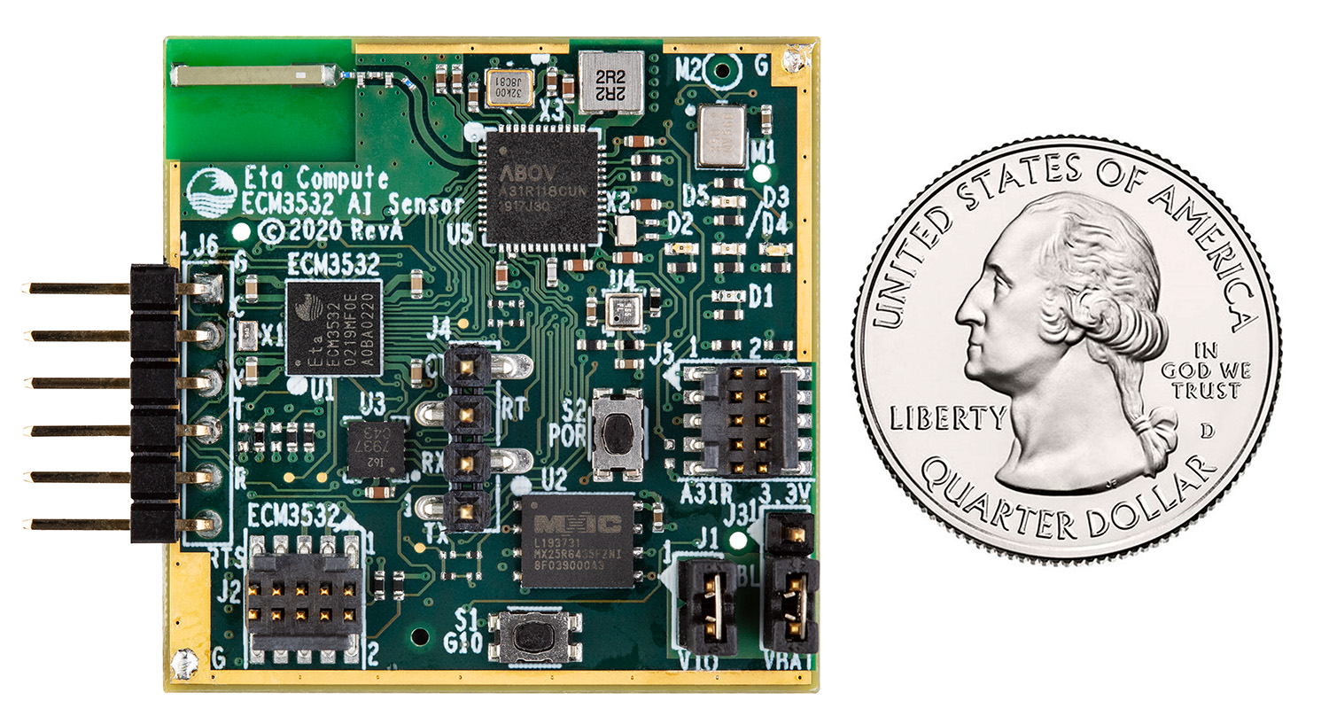 Eta Compute’s ECM3532 AI Sensor Board with TENSAI SoC for TinyML Eta Compute’s ECM3532 AI Sensor Board with TENSAI SoC for TinyML