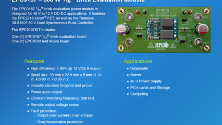 GaN is as Easy to Use as Silicon: EPC Introduces a 48 V to 12 V Demo Board