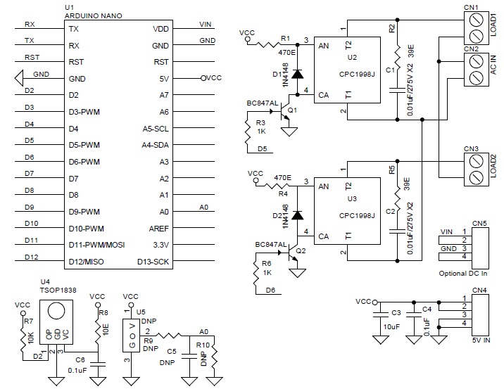 Arduino Nano- Switching ON/OFF Appliances Using Infra-Red Remote (Two Channel)