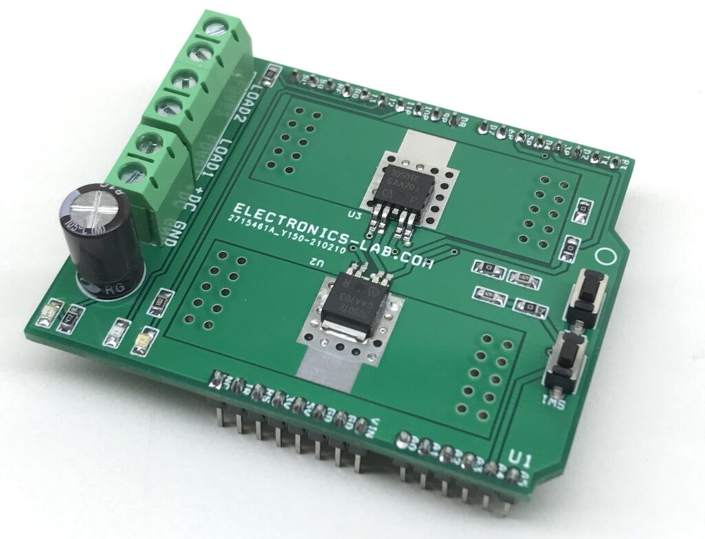 Two Channel Smart Low-Side Power Switch for Inductive, Resistive and Capacitive Loads – Arduino Shield