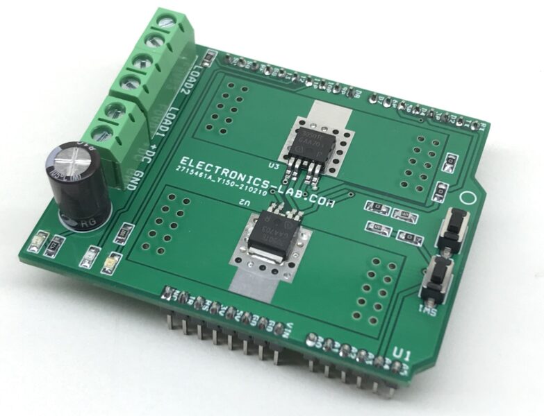 Two Channel Smart Low-Side Power Switch for Inductive, Resistive and Capacitive Loads – Arduino Shield