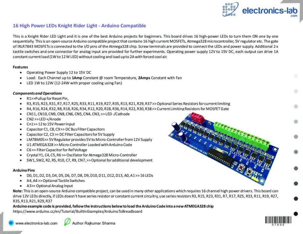 16 High Power LEDs Knight Rider Light - Arduino Compatible ...
