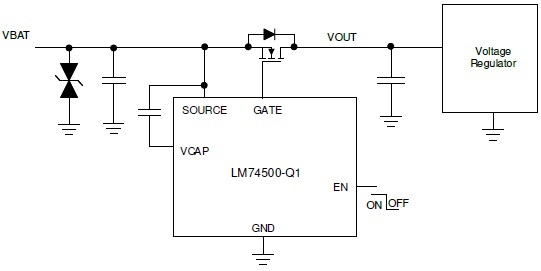 LM74500-Q1 Reverse Polarity Protection Controller