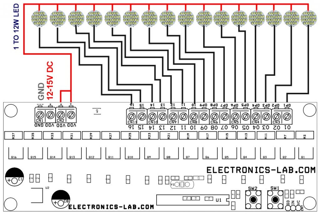 16 High Power LEDs Knight Rider Light - Arduino Compatible ...