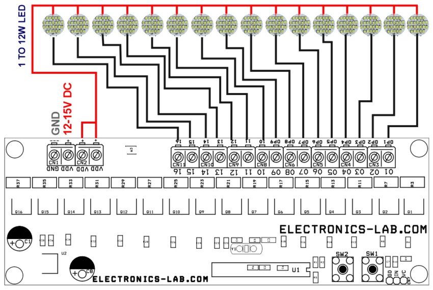 16 High Power LEDs Knight Rider Light - Arduino Compatible ...