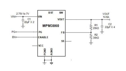 MPM3860 Step-Down Power Module can achieve 6 A of continuous output