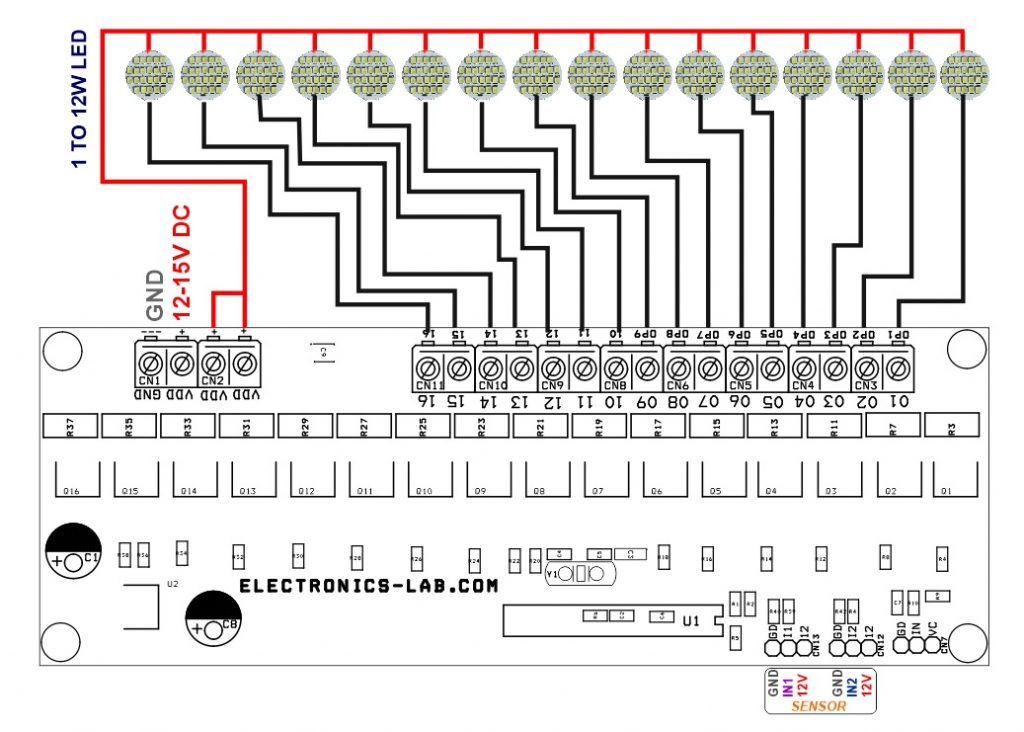 Automatic LED Stairway Lighting - Arduino Compatible - Electronics-Lab.com