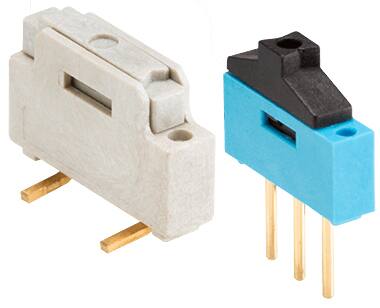 Mini Slide Switches feature 2.54 mm pitches