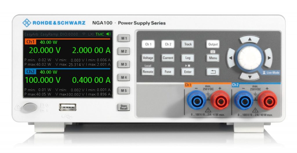 New Rohde & Schwarz NGA100 power supply series, stocked by Farnell