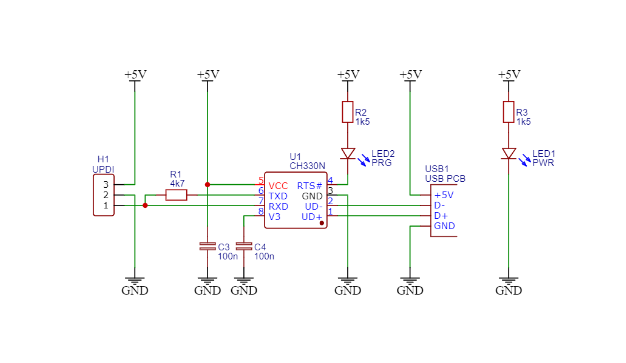 USB UPDI Programmer PCB for AVR Micrcontrollers USB UPDI Programmer PCB for AVR Micrcontrollers
