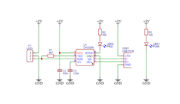 USB UPDI Programmer PCB for AVR Micrcontrollers