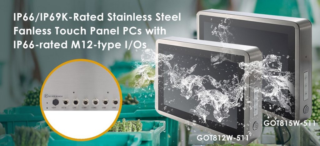 IP66/IP69K-Rated Stainless Steel Fanless Touch Panel PCs for Food Processing Industry