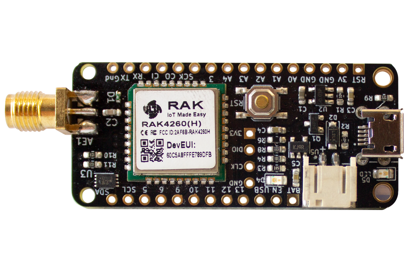 BastWAN RAK4260 Module Based Dev-Board in Feather Form Factor