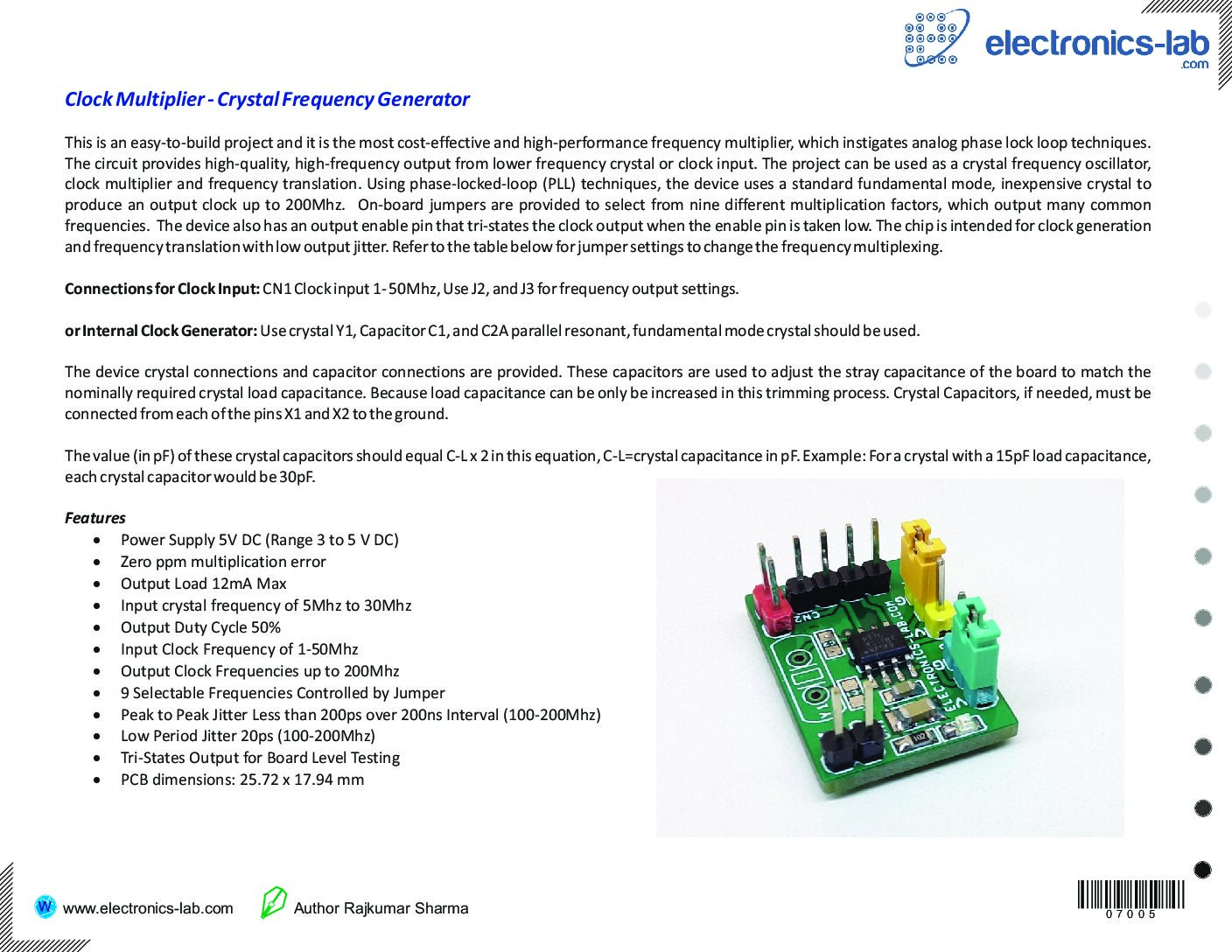 Clock Multiplier Crystal Frequency Generator using PT7C4511