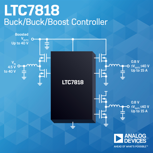LTC7818 – 40V, Low IQ, 3MHz, Triple Output Buck/Buck/Boost Synchronous Controller