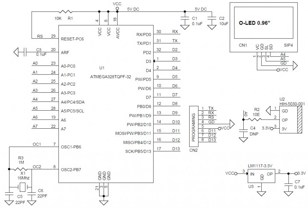 Humidity Meter Using OLED Display – Arduino Compatible