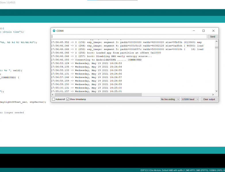 Serial Monitor of ESP32-C3-DevKITM-1 - Electronics-Lab.com