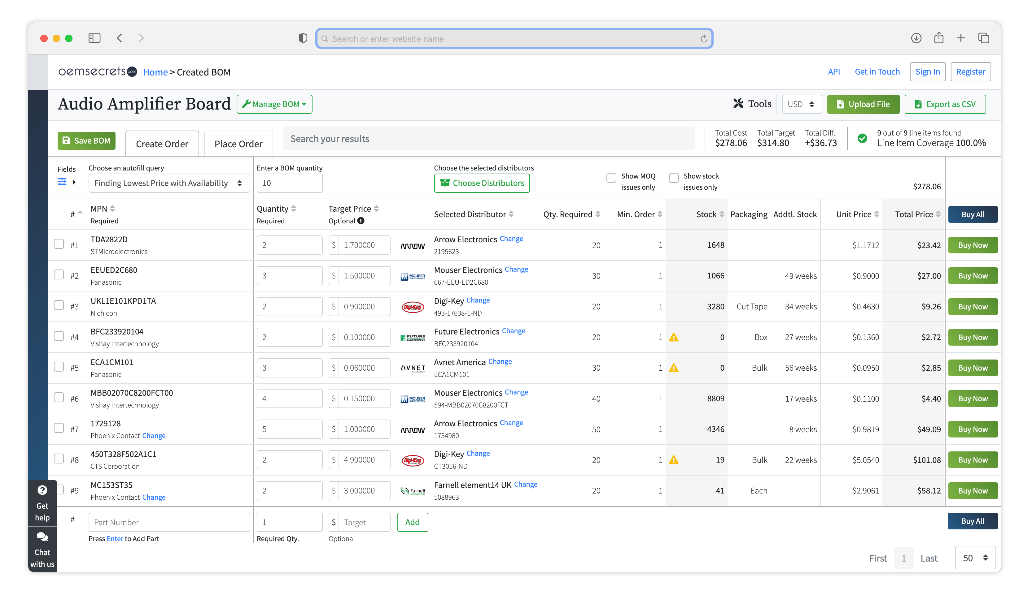 OemSecrets – Bill of Materials (BOM) Management Tool Product Update