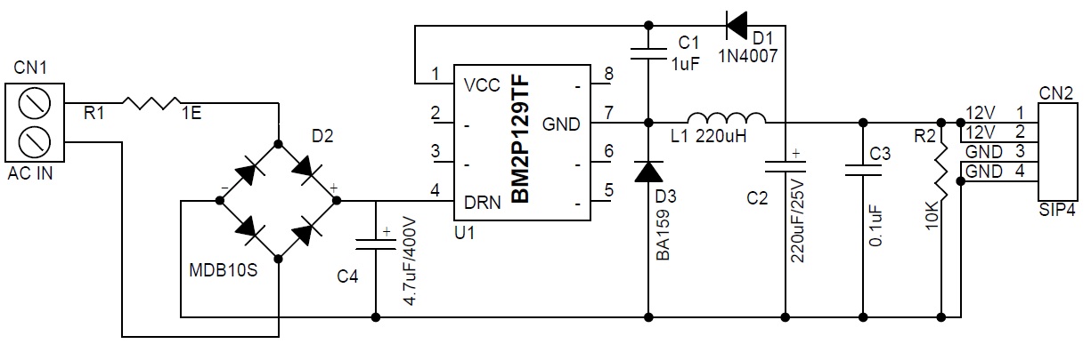 Se tilbage dramatisk Station 230V AC Input - 12V Output DC Converter, Non-Isolated Buck Converter -  Electronics-Lab.com