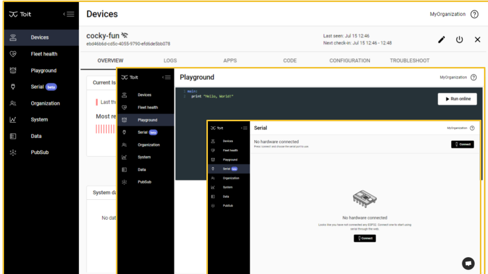 Toit's Dashboard for Deploying Applications