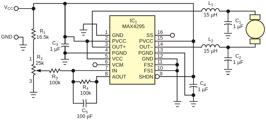 Maxim’s MAX4295 Circuit provides Class D motor control